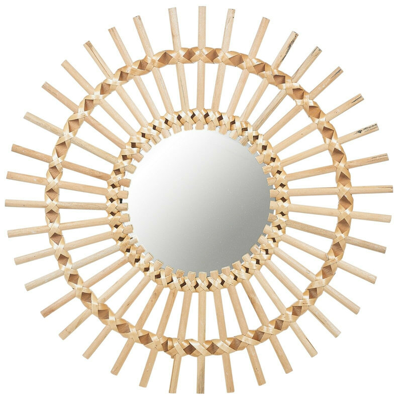 Isacc Wood Flat Wall Mirror, Brown