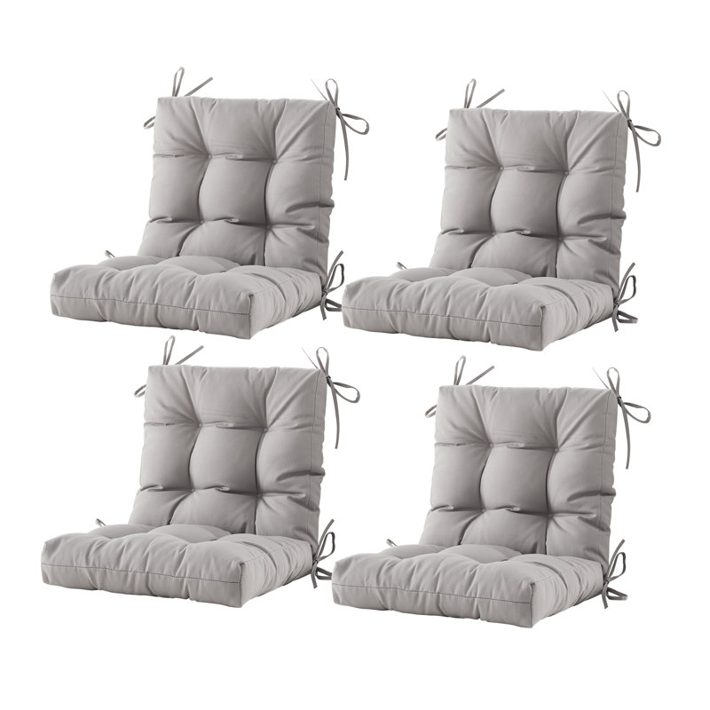  Outdoor Chair Cushions Set Of 4,40"X20"X4",Low Backtufted Thick Outdoor Wicker Lawn Seat Cushion With Ties For Patio Furniture,Grey