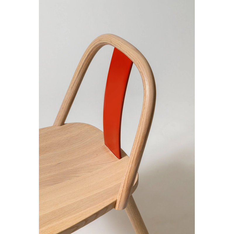 Chin-Chin Solid Wood Dining Chair, Chinese Red/Oak Nature