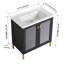 Contreplaqué de meuble-lavabo autoportant avec lavabo en céramique, porte à fermeture douce