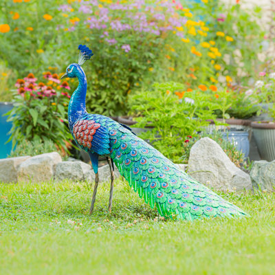 Agniete 41" Metal Peacock Garden Statue