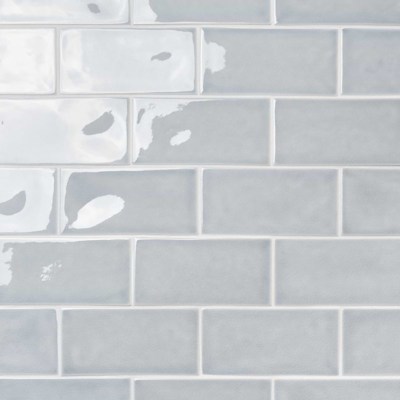Nabi Subway 4.5x9 Subway Polished Glass Tile, Arctic Blue
