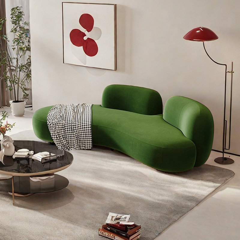 Chaise longue ergonomique avec tissu en flanelle, Orienté à droite, Vert