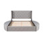 Lit plateforme tapissier en velours avec tête de lit à oreilles, 1 grand tiroir et 2 tabourets de rangement latéraux (gris)-144642424