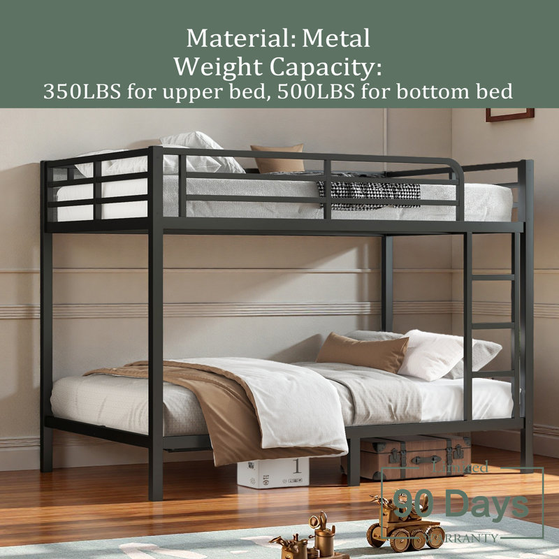 Metal Full XL Over Full XL Bunk Bed For Teens And Adults,Space-Saving/Noise Reduced/No Box Spring Needed
