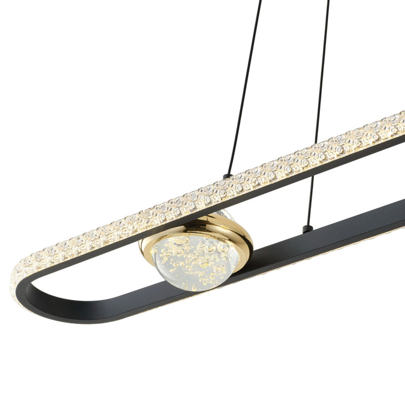Lustre linéaire 38 po à DEL noir mat, hauteur réglable 3000K blanc chaud réglable, compatible avec les plafonds inclinés, homologué ETL / cETL