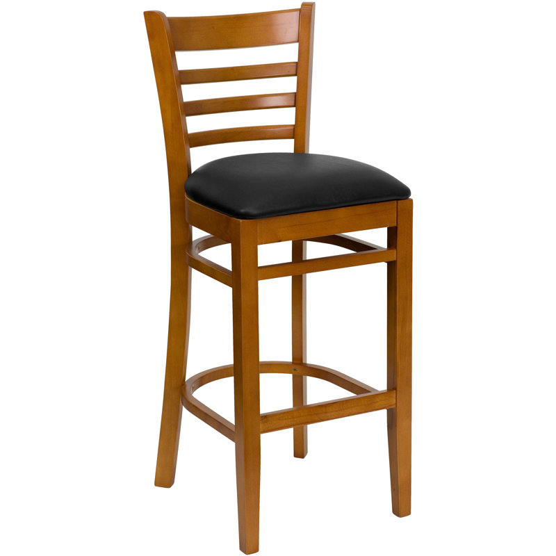 Tabouret de bar en bois Ladder Back, Cerise, Noir