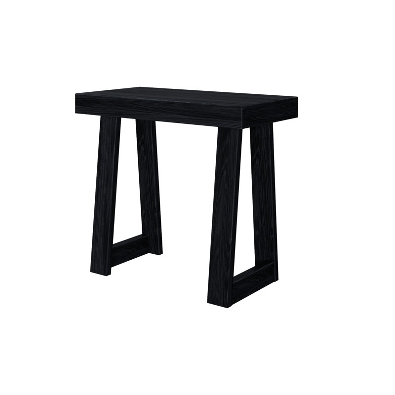 Camy Solid Wood Sled End Table, Black Wirebrush