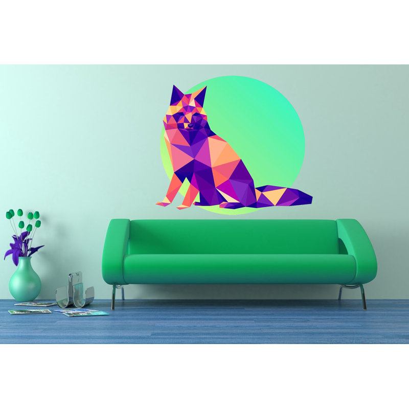 Décalcomanie murale renard polygonal, H 46 po x l 46 po