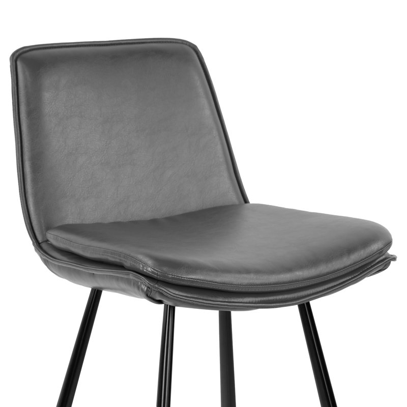 Upholstered Counter Stool with Metal Frame, Gray