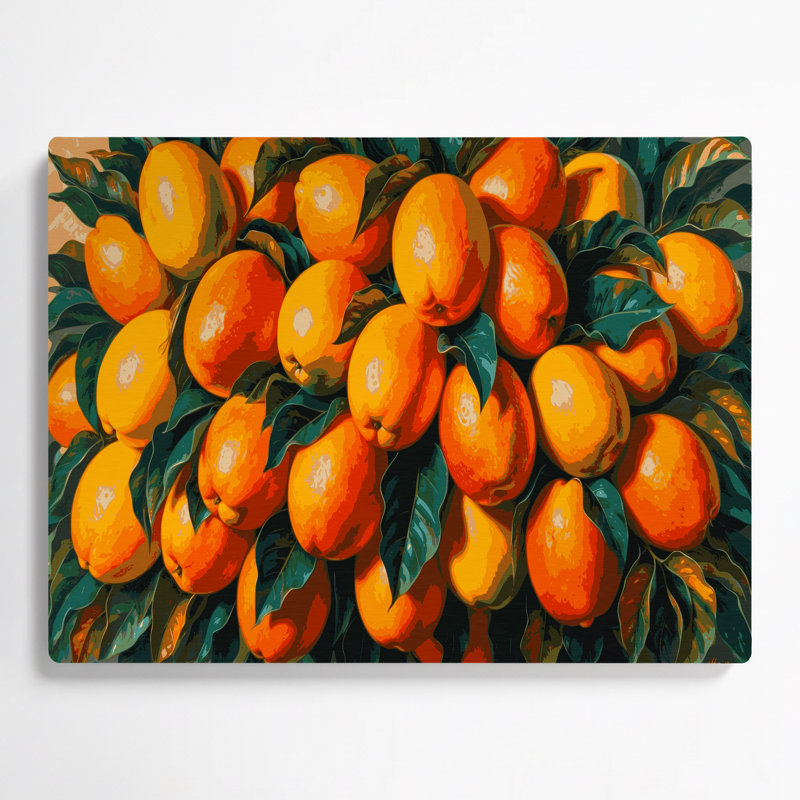 Art mural vert en forme de fruit, mangue et alphonso, H 11 po x l 14 po