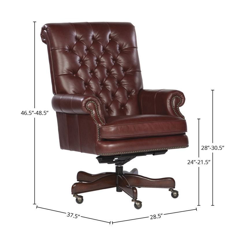 Tegan Genuine Leather Executive Chair, Red