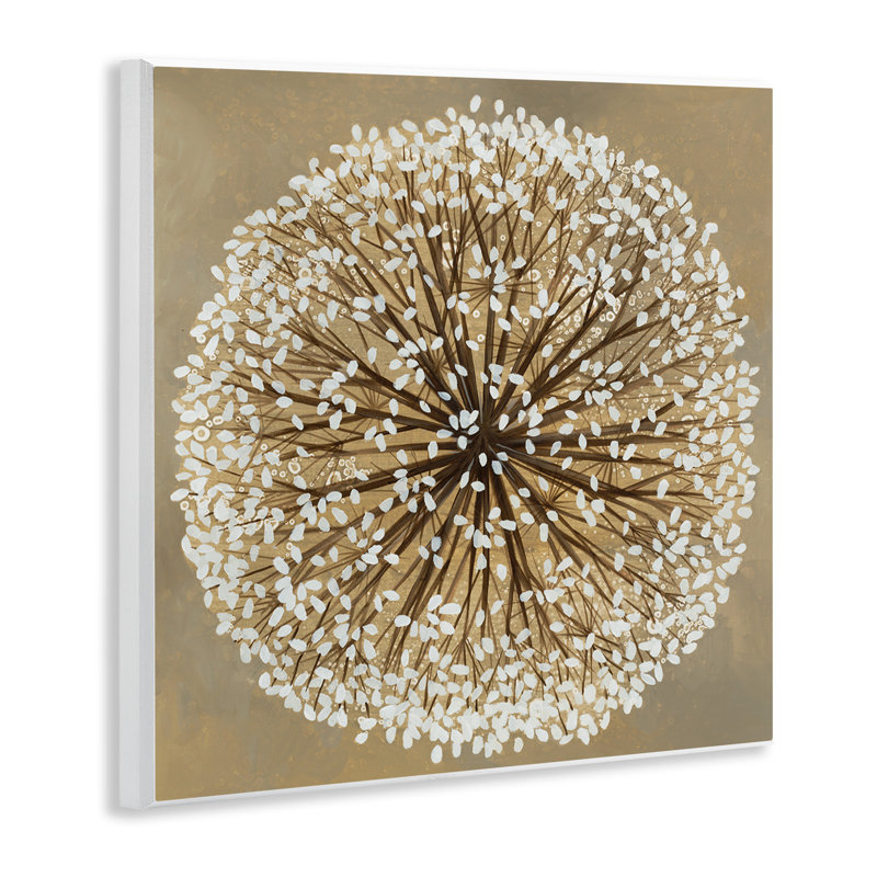 «Abstract Dandelion Flower Full Bloom Brown White» par Liz Jarrdine - impression d'art graphique
