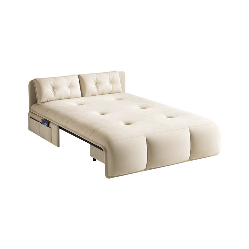 Canapé-lit modulaire en velours blanc crème avec rangement, H 37,4 po x l 47,24 po x P 41,34 po