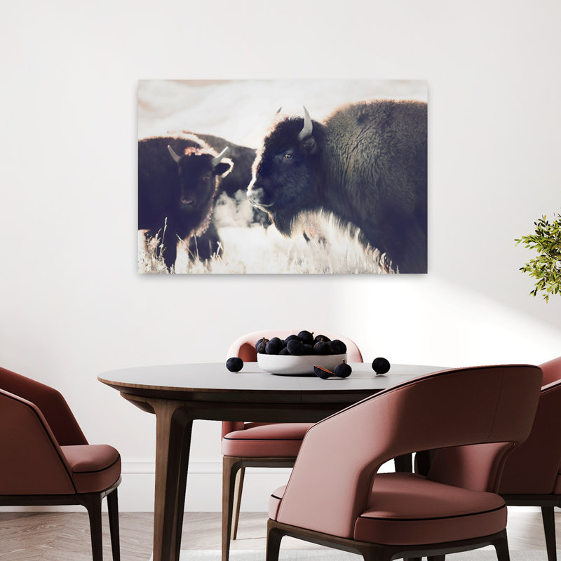 Bison, art mural contemporain abstrait, 24" H x 36" W