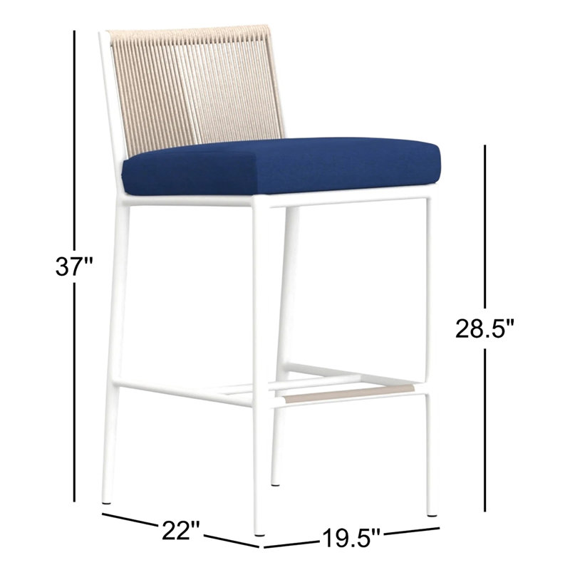 Sabbia Outdoor Bar Stool, 28.5", Spectrum Indigo Sunbrella®