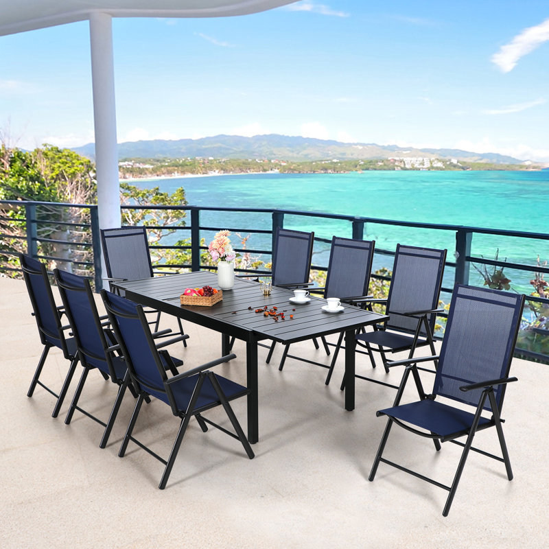 Ensemble de salle à manger rectangulaire pour 61 personnes Leonard, Bleu marine