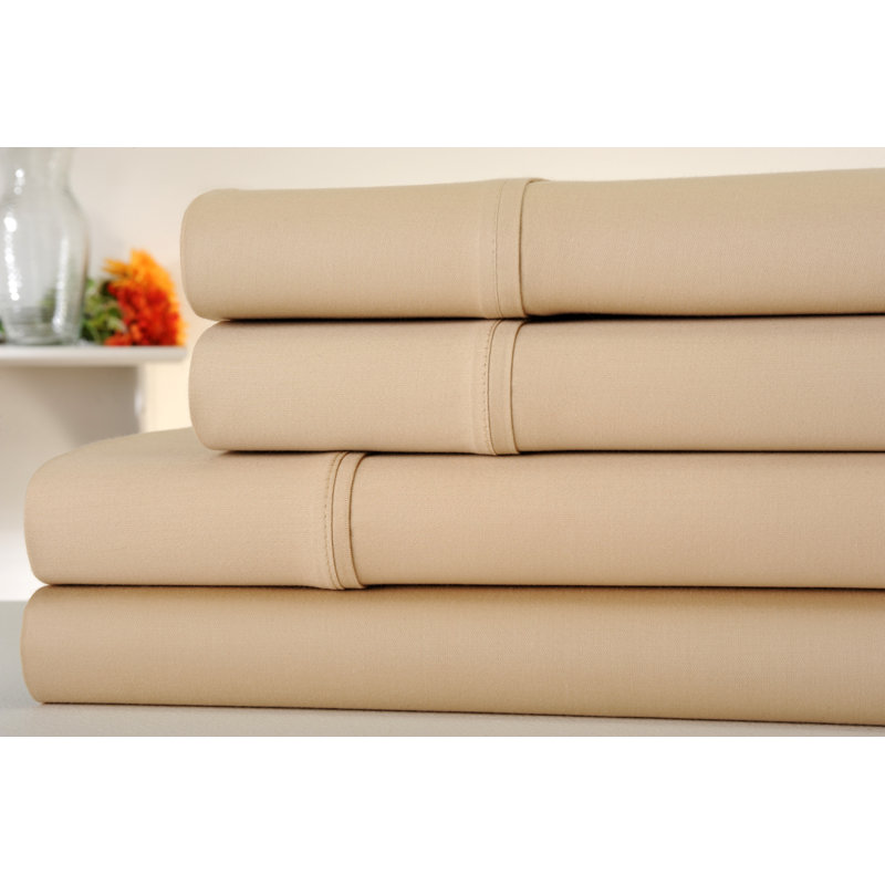 Ensemble de draps en coton 1000 fils Luxury Home, Lin, Ensemble de draps pour grand lit avec 2 taies d'or