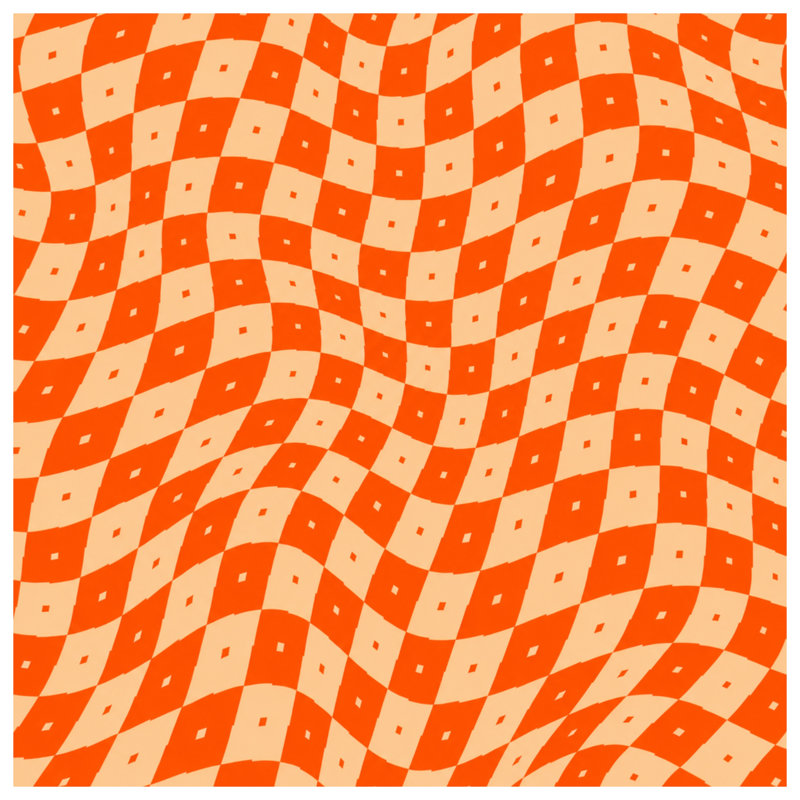 Orange Beige Checkered Duvet Covers, Queen