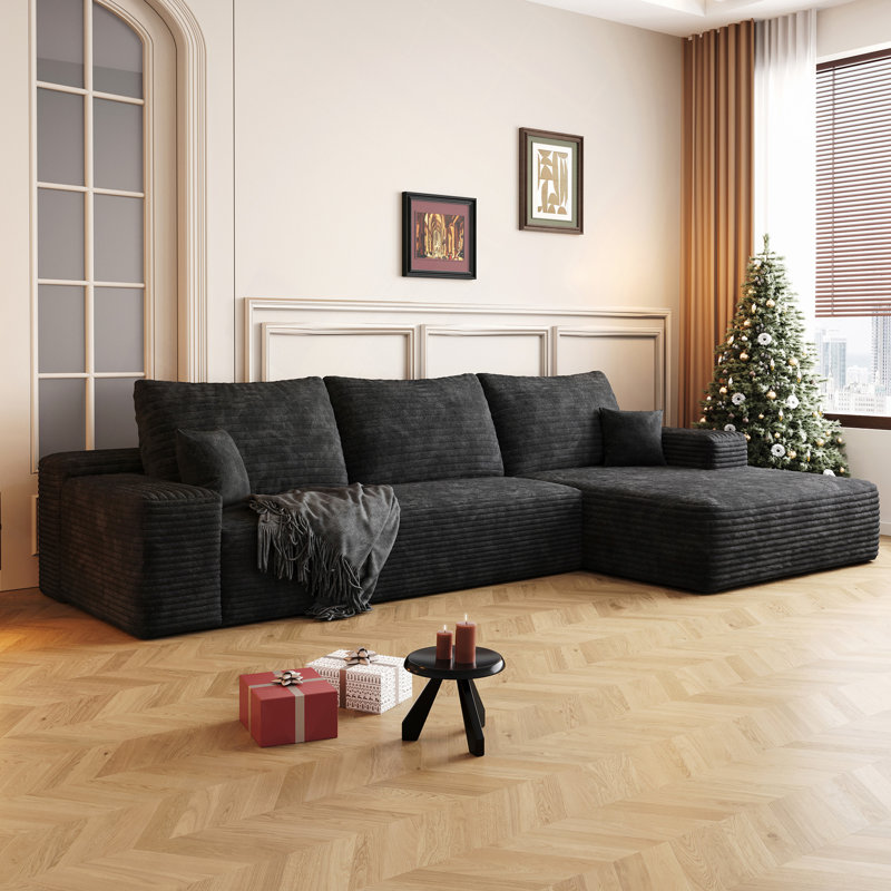Canapé modulaire Boneless Cloud avec méridienne en forme de L, canapé modulaire moderne avec siège profond, fauteuils rembourrés pour la chambre à coucher du salon, aucun assemblage requis
