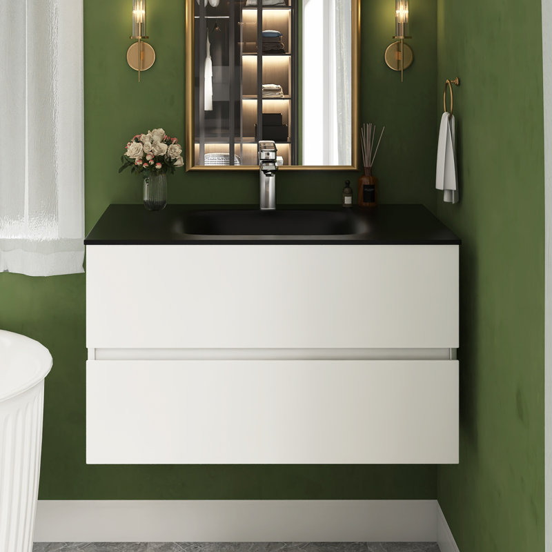 Meuble-lavabo simple 34 po avec plateau en quartz Gaja