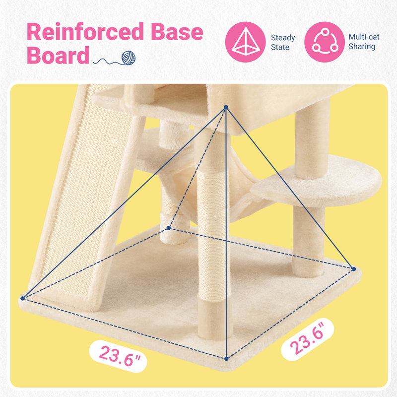 65.7" H Multi-Level Large Cat Tree, Beige