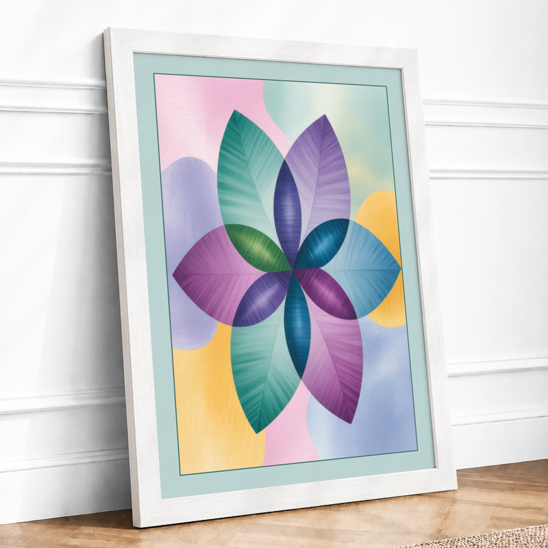 Pastel Petal Bloom Geometric - Print, A2 - 59.4 x 42.0 cm, White