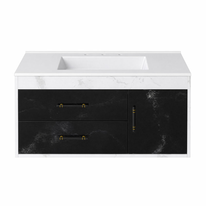 Meuble-lavabo flottant 36 po avec lavabo Balconera, White