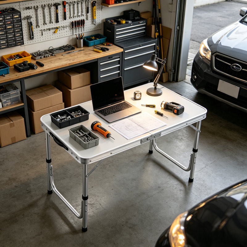 Table pliante en aluminium réglable en hauteur 13 x 10 pouces, table utilitaire pliable et portable robuste pour le camping, les pique-niques et une utilisation intérieure et extérieure