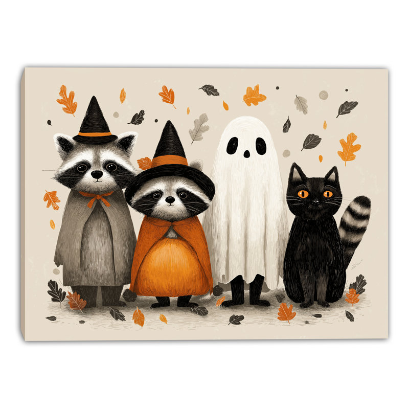 «Halloween Friends», art mural sur toile tendue, H 12 po x l 16 po