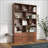 Bookshelf 70.87” Tall 4-Tier with 10 Cubes &amp; 3 Doors, Open Shelf Bookcase with Cabinet, Modern Cube Storage Organizer | Walnut Brown | Contemporary
