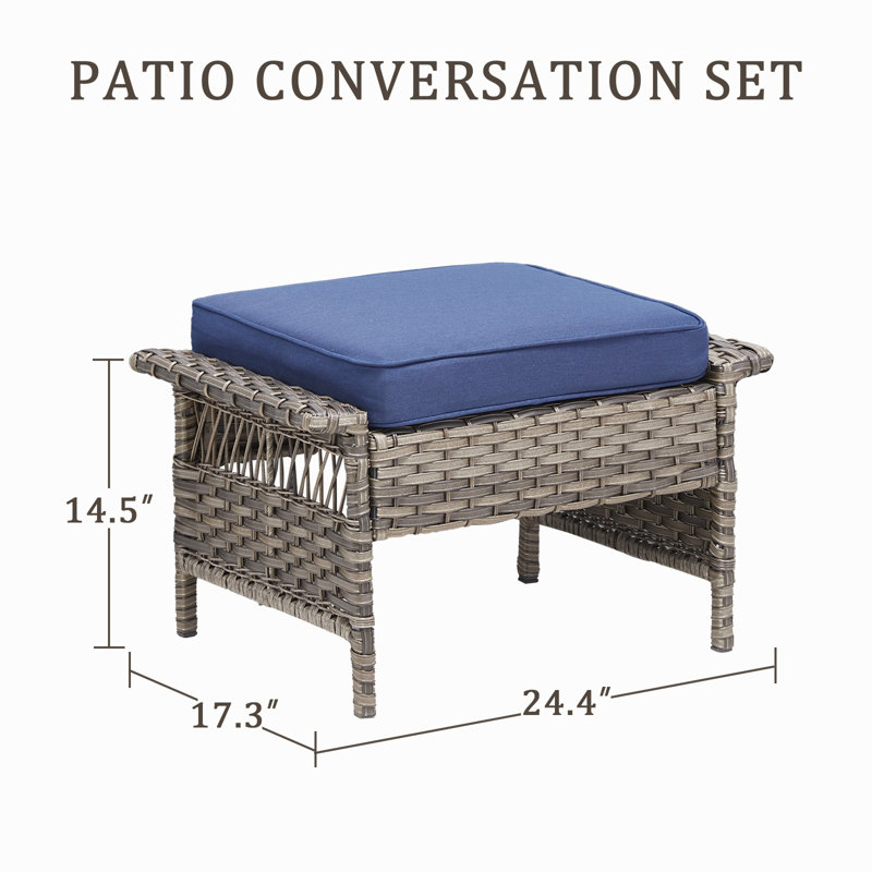 Canapé d'extérieur en rotin 76,7 po, Bleu