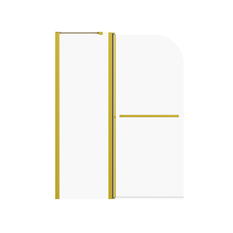 43 In. W * 58 In. H Frameless Folding Shower Doors For Bathtub, Brushed Gold