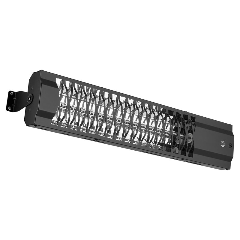 Chaufferette électrique à infrarouge de 1500 W pour utilisation à l'extérieur - noir, télécommande, panneau de commande et interrupteur latéral, fabrication en acier durable, installation simple, chauffage constant pour les patios, les cours et les