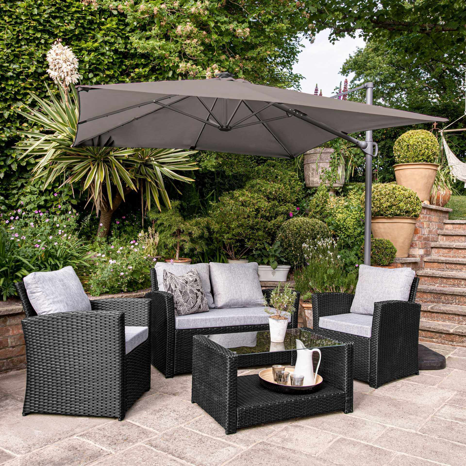 Outdoor seating deals with umbrella