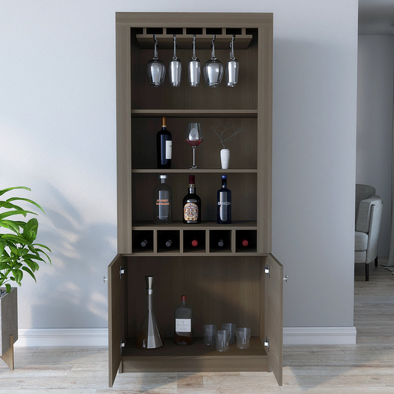 Bar avec 5 casiers à vin, Gris