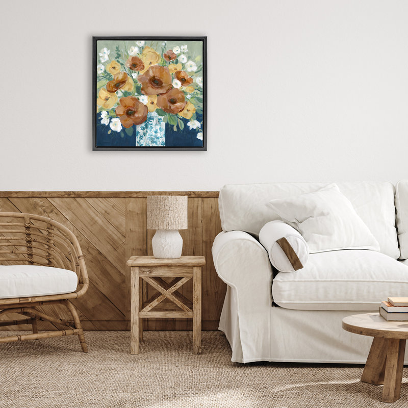 Cadre flottant «Bold Poppies Orange Flowers» par Carol Robinson, Cadre flottant noir de jais, H 18 po x l 18 po