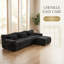 Canapé modulaire moderne à assise profonde en chenille moderne avec coussins, 3 + 1 places en jaune ensoleillé pour le salon et la chambre à coucher-1388695798