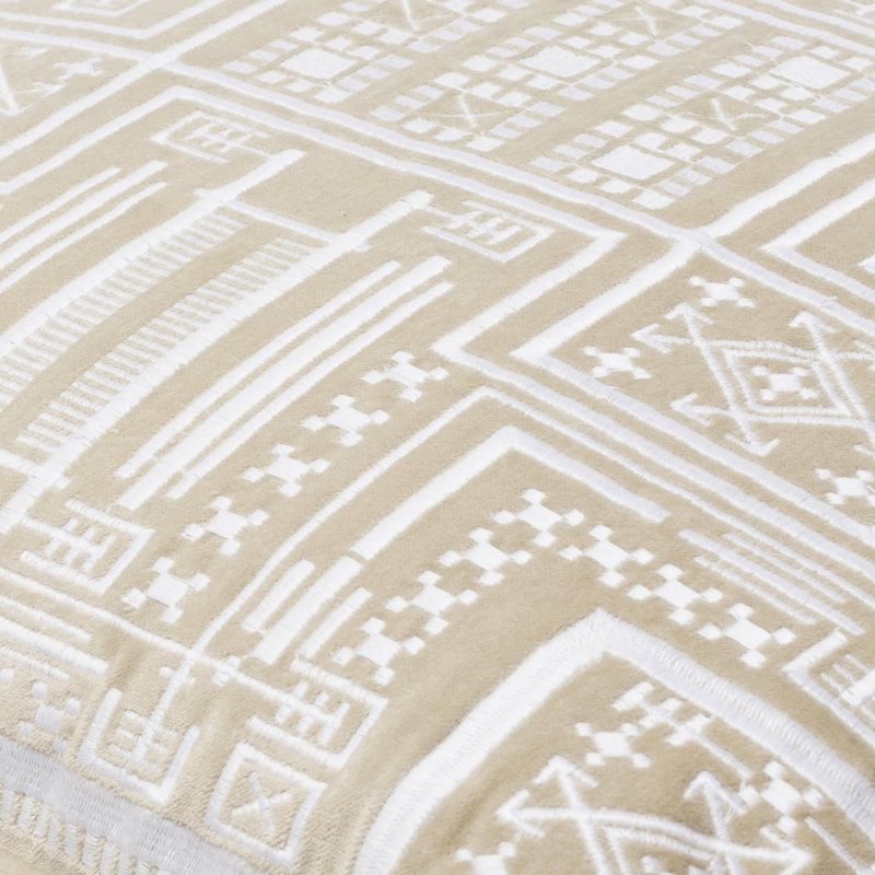 Coussin décoratif en coton Camaxtli, Polyester/ Bourre en polyester, 22 po x 22 po, Beige