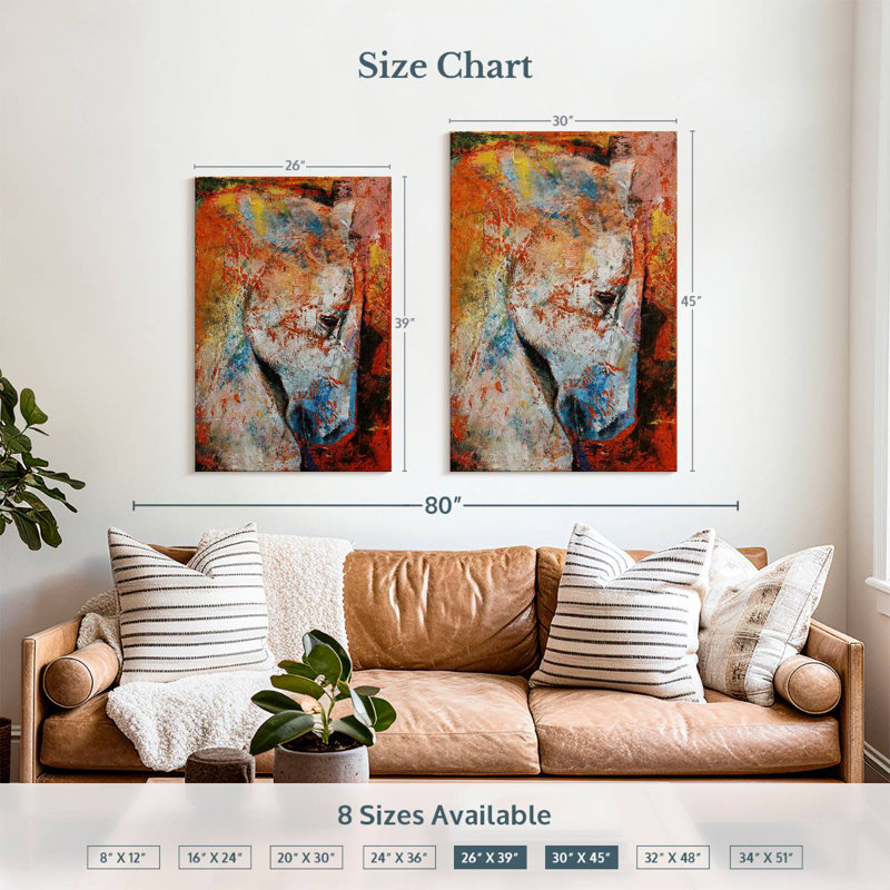 Brampt White Abstract Horse, 39" H x 26" W