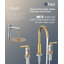 Robinet de lavabo de salle de bain doré 8 po KES avec boyau d'alimentation et 2 poignées avec ensemble de bonde-115997984