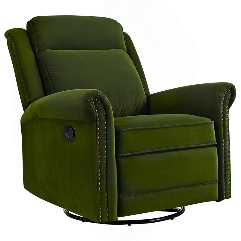 Fauteuil à bascule pivotant à 360 ° avec fauteuil berçant manuel inclinable manuel et inclinable avec dossier réglable, Vert