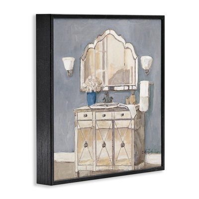 Traditional Bathroom Sink & Mirror Framed Giclee, design by Charlene Olson