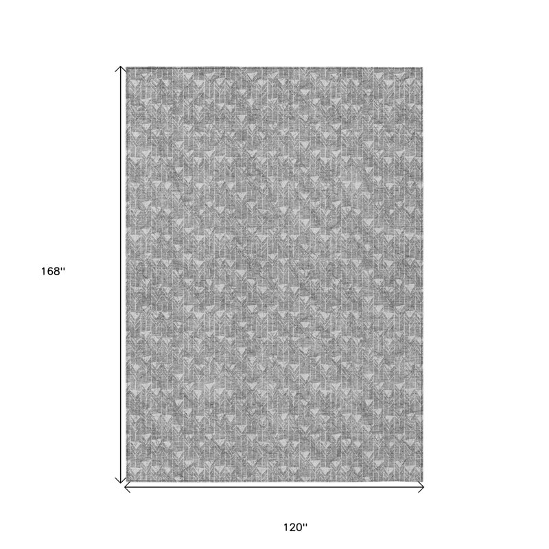 Tapis extérieur lavable antidérapant à motif géométrique gris 10 pi x 14 pi