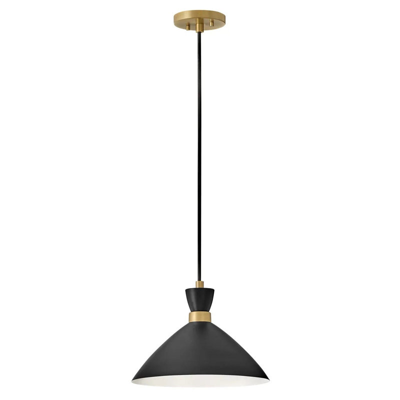 Luminaire suspendu conique à 1 lumière Kita, Noir