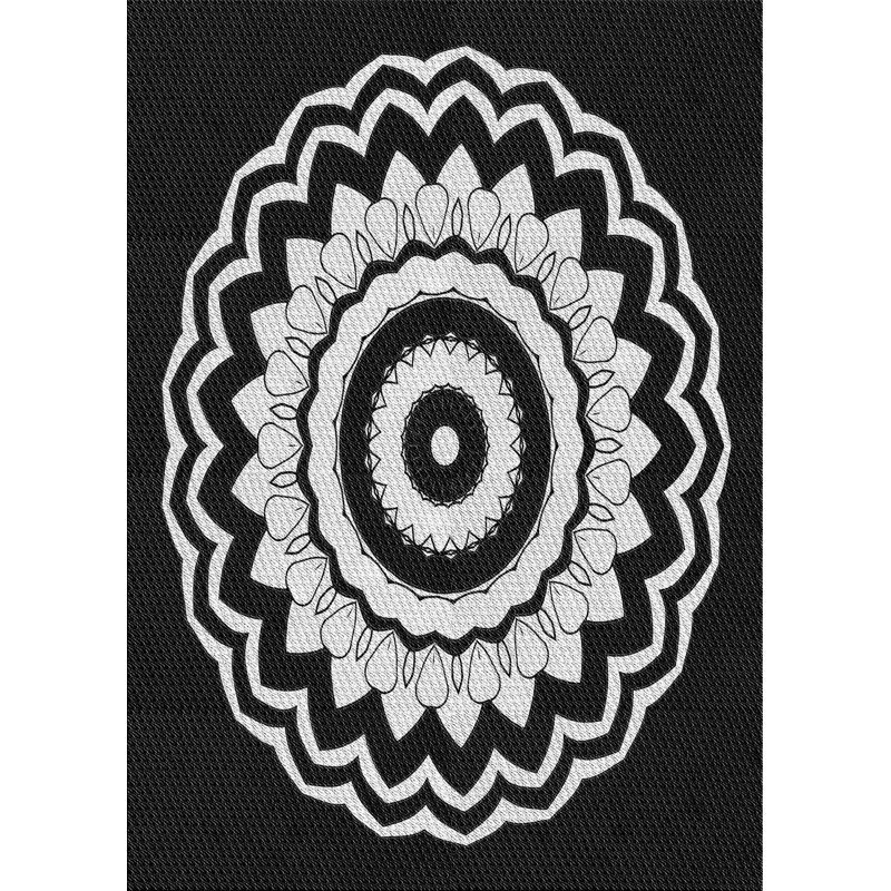 Tapis noir/gris tissé à la machine, Rectangle 4 pi x 6 pi