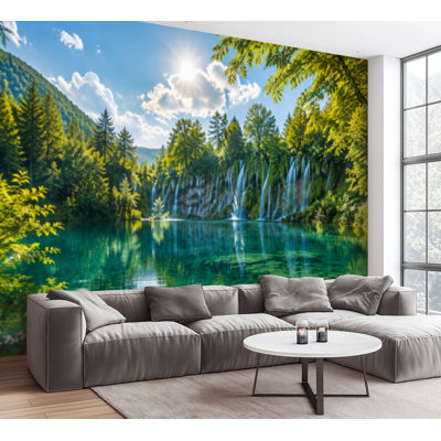 Wall Mural Peel and Stick Wallpaper fall lake deep forest Self-Adhesive Removable Contact Paper Wall Decor for Living Room Bedroom 100"H x 144"W