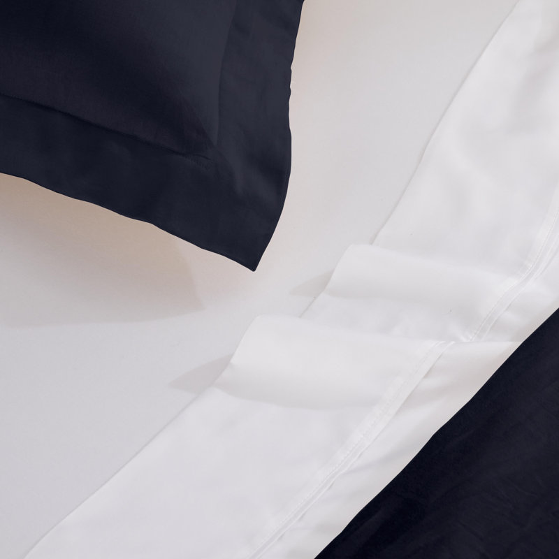 Mitchell Egyptian Cotton Blend 300 Thread Count Solid Duvet Cover Set With Pillow Shams, Navy Blue