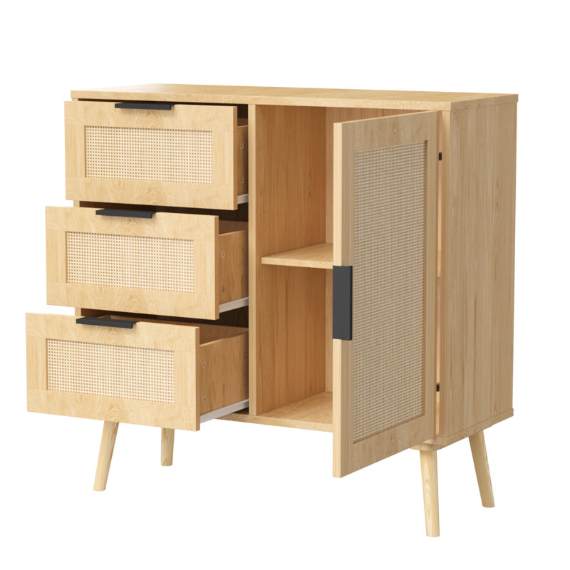 Bedroom Wood Dresser Storage - 3 Drawers, Adjustable Shelf Option, Build Quality, Effortless Assembly Cabinet Customizable Height, Framework, Simple