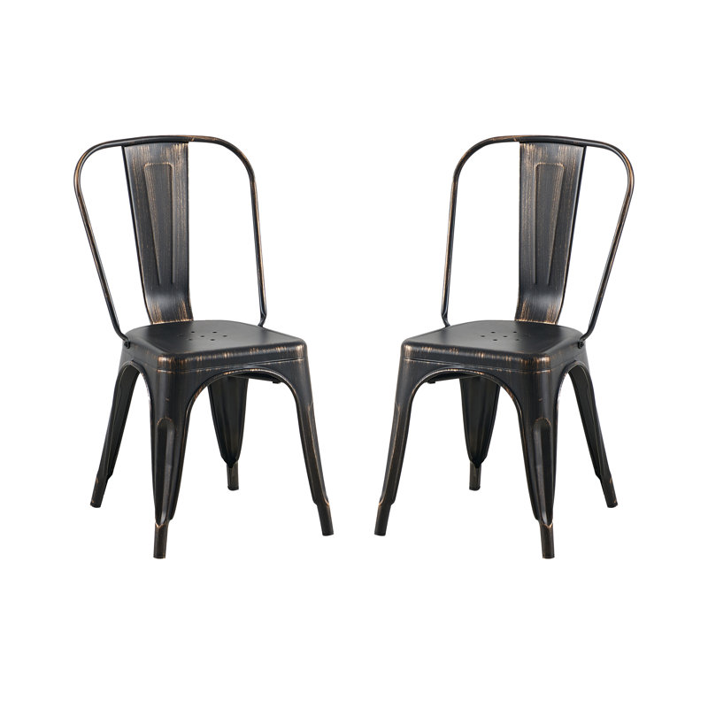 Kalya 18'' H Metal Stacking Side Chair, Sanded Matte Black, 2